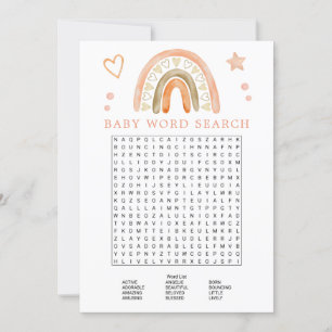 Invitation Jeu de recherche de mots pour Baby Shower Bohème A
