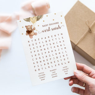 Invitation Jeu de recherche de mots pour Baby Shower Ours en