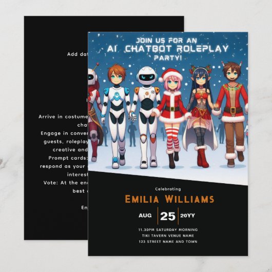 Invitation Jeu de rôle de chatbot ADULTE Noël de l'animal Rob (Devant / Derrière)