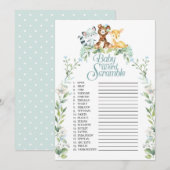 Invitation Jeu de rugissement de mots de Baby shower Woodland (Devant / Derrière)