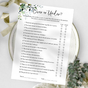 Invitation Jeu de Salle de Mariage : Au-Dessus ou Au-Dessous