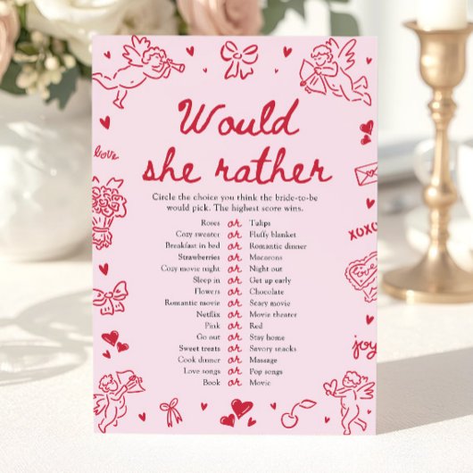 Invitation Jeu de Salle de Mariage Dessiné à la Main 'Would S