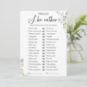 Invitation Jeu de Salle de Mariage 'Préfèrerait-Elle'  (Debout devant)