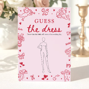 Invitation Jeu de Salle de Mariage Rose Dessiné à la Main 'De