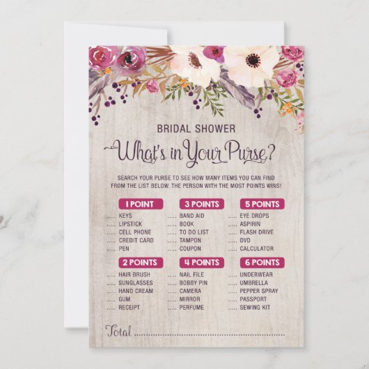 Invitation Jeu de Salle de Mariage Rustique Qu'y a-t-il dans  (Devant)