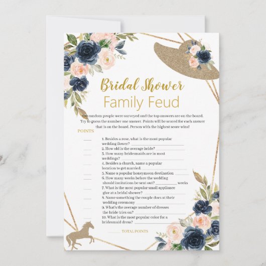 Invitation Jeu de salle de mariage « Survey Says » sur le thè (Devant)