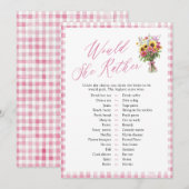 Invitation Jeu de Salle de Mariage 'Would She Rather' à carre (Devant / Derrière)