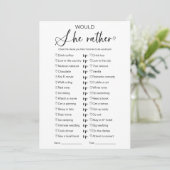 Invitation Jeu de Salle de Mariée 'Préfèrerait-Elle' (Debout devant)