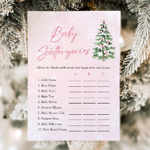 Invitation Jeu de Scattergories Baby Shower aux Nœuds Roses d