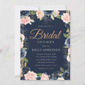 Invitation Jeu de script moderne et douche nuptiale marine (Devant)