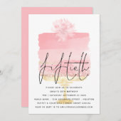 Invitation Jeu de script rose moderne superposition 50e anniv (Devant / Derrière)