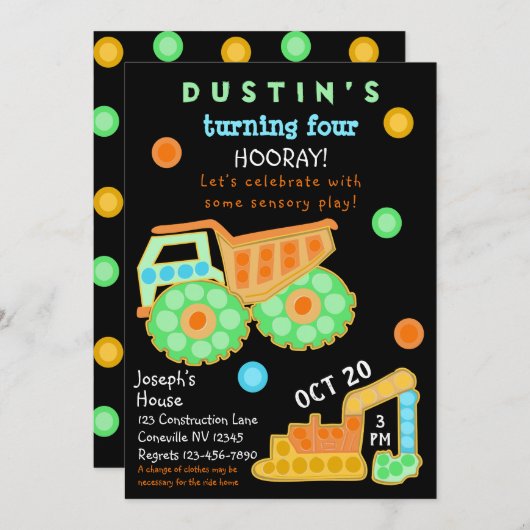 Invitation Jeu de sensorielle de partie de Fidget garçons (Devant / Derrière)