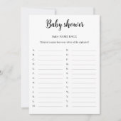 Invitation Jeu de société de course de noms de bébé, (Devant)