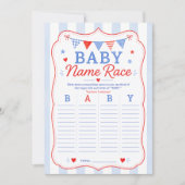 Invitation Jeu de société de course de noms de bébé (Devant)