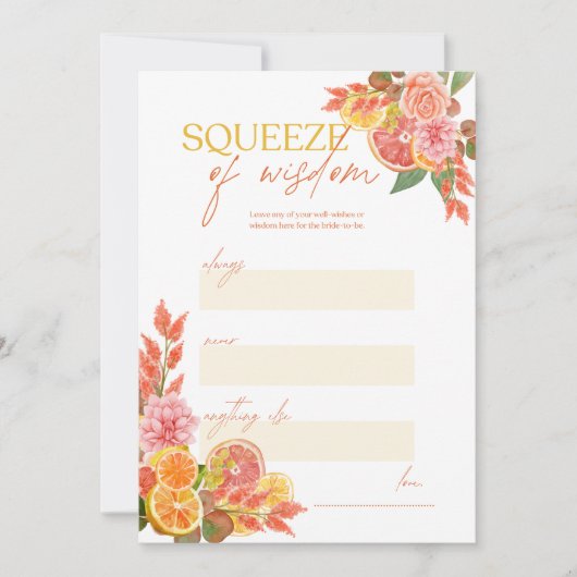 Invitation Jeu de Squeeze of Wisdom pour enterrement de vie d (Devant)