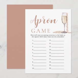 Invitation Jeu de tablier de fête prénuptiale Perles d'or et