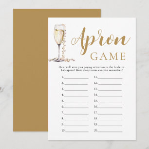 Invitation Jeu de tablier de fête prénuptiale Perles d'or et