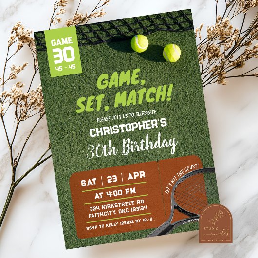Invitation Jeu de tennis Set Match Anniversaire