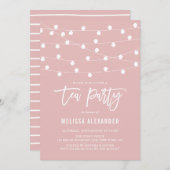 Invitation Jeu de thé rose Whimsical (Devant / Derrière)