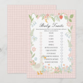 Invitation Jeu de traits de bébé en gingham floral d'oie farf (Devant / Derrière)