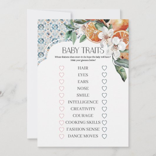 Invitation Jeu de Traits de Bébé Italien de Tuile Côtière de (Devant)