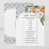 Invitation Jeu de Traits de Bébé Italien de Tuile Côtière de (Devant / Derrière)