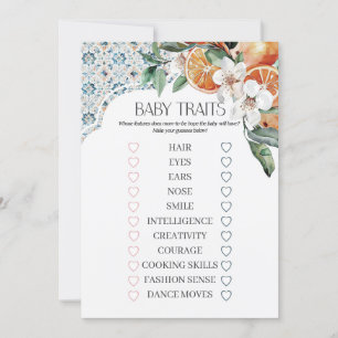 Invitation Jeu de Traits de Bébé Italien de Tuile Côtière de 
