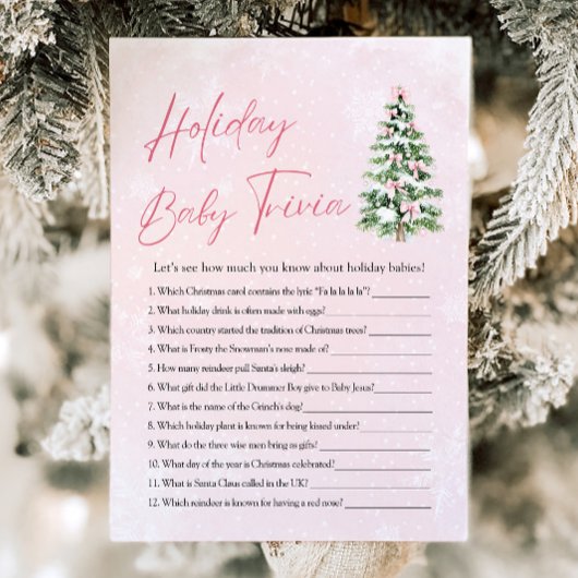 Invitation Jeu de trivia de bébé de Noël avec des nœuds