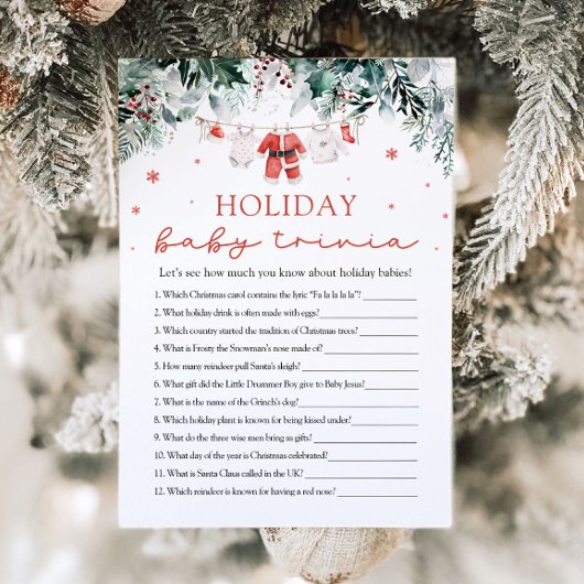 Invitation Jeu de trivia pour bébé sur le thème de Noël avec