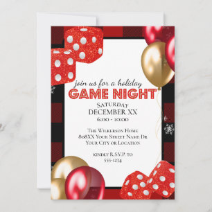 Invitation Jeu de vacances Dice de nuit sur Red Flannel