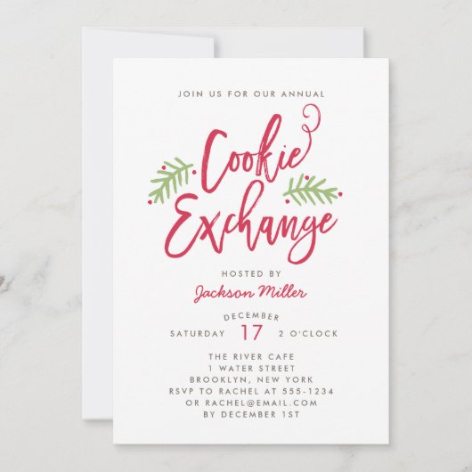 Invitation Jeu d'échange de biscuits de style moderne (Devant)