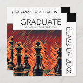 Invitation Jeu d'échecs blanc moderne noir (Devant / Derrière)