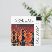 Invitation Jeu d'échecs blanc moderne noir (Debout devant)