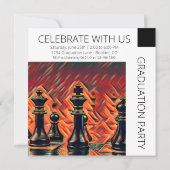 Invitation Jeu d'échecs blanc moderne noir (Dos)