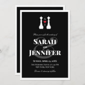 Invitation Jeu d'échecs de la reine blanche Mariage lesbien (Devant / Derrière)