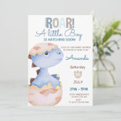 Invitation Jeu d'éclosion Bientôt Dinosaur Baby shower (Debout devant)