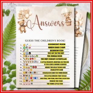 Invitation JEU D'ÉMOJI DE LIVRE POUR ENFANTS Baby Shower Jeu