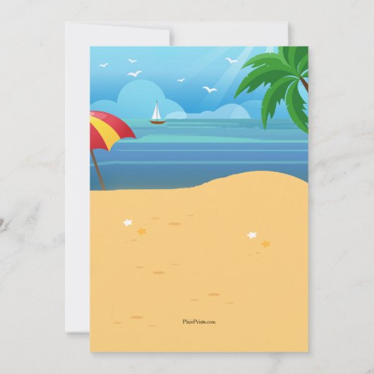 Invitation Jeu d'enfants à l'invitation de plage (Dos)