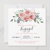 Invitation Jeu d'engagement Blush Rose Script Floral (Devant)
