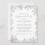Invitation Jeu d'engagement d'argent blanc de flocon d'hiver (Devant)
