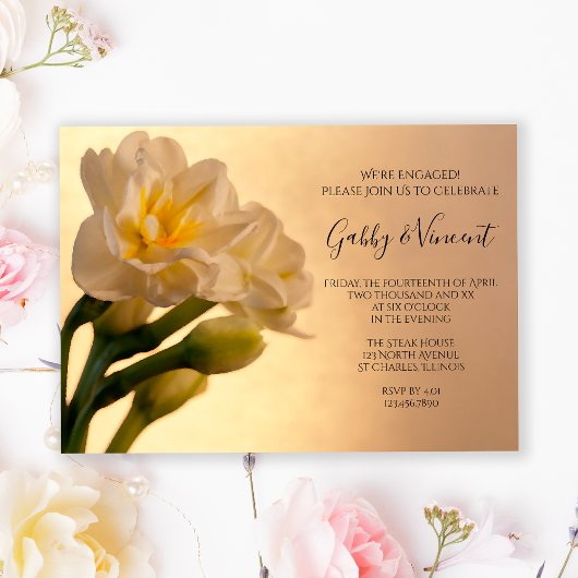 Invitation Jeu d'engagement de printemps blanc double jonquil