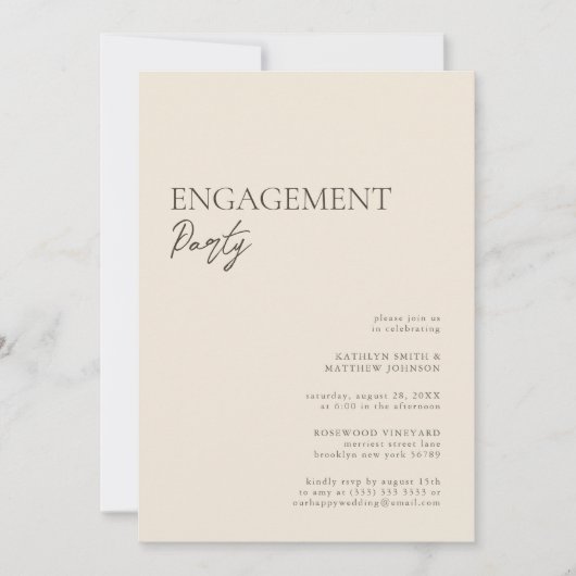 Invitation Jeu d'engagement de script Whimsical moderne beige (Devant)