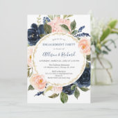 Invitation Jeu d'engagement élégant en or bleu marine rose pâ (Debout devant)