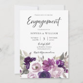 Invitation Jeu d'engagement floral violet hiver (Devant)