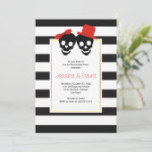 Invitation Jeu d'engagement mariage Halloween rouge crâne (Debout devant)