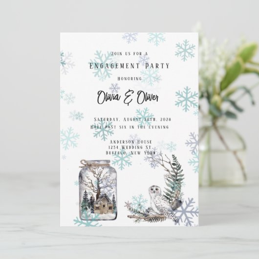 Invitation Jeu d'fiançailles de la Chouette des neiges (Debout devant)
