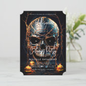 Invitation Jeu d'Halloween adulte moderne Black Gold Crâne (Debout devant)