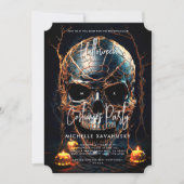 Invitation Jeu d'Halloween adulte moderne Black Gold Crâne (Devant)