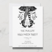 Invitation Jeu d'Halloween blanc et noir (Devant)