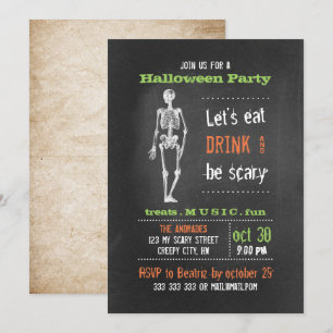 Invitation Jeu d'Halloween pour adultes Vintage Skeleton Chal